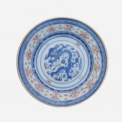Plato Decorativo Chino Cáscara de Arroz Vintage