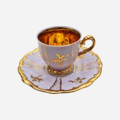 Taza de Café Francesa Pintada a Mano Dorada al Oro
