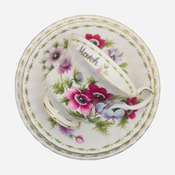 Alternative view of Trío de Té Royal Albert Flower of The Month Anemones 1970